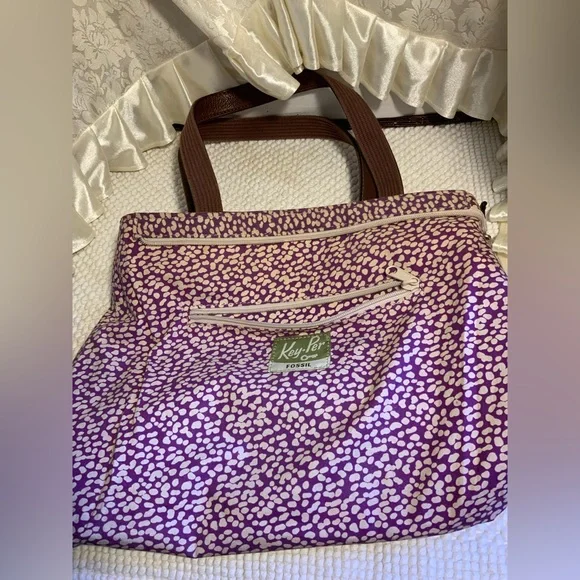 FOSSIL COATED CANVAS & LEATHER BAG - Picture 6 of 12